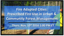 November 10 Webinar on Prescribed Fire Use in Urban & Community Forest Management